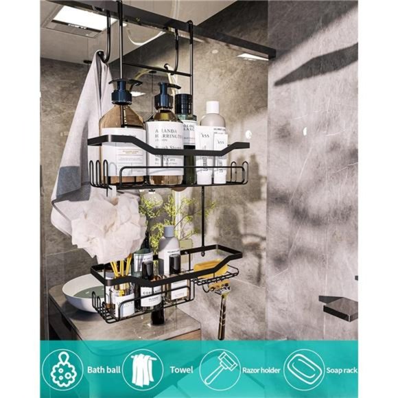 Hanging ShowerCaddy Over the Door with SoapHolder,No Drilling Adhesive Organizer - Picture 5 of 7